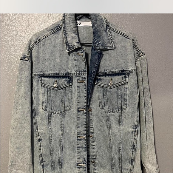 Zara Washed Denim Jacket in Gray - Picture 1 of 2
